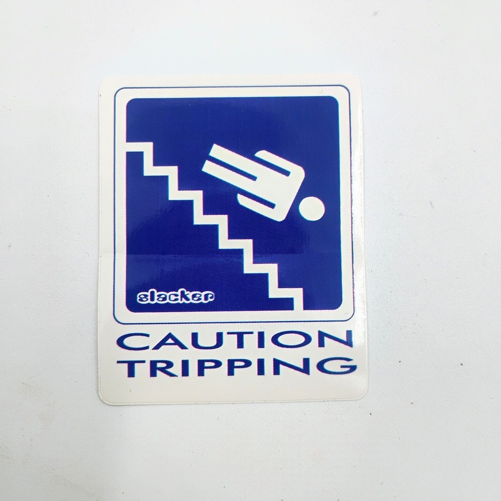 Slacker Caution Tripping Sticker Decal Skateboarding BMX Streetwear
